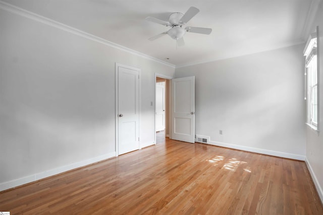 236 S Park Dr, Spartanburg, SC 29302 - spare room with light wood-type flooring, baseboards, ornamental molding, and ceiling fan