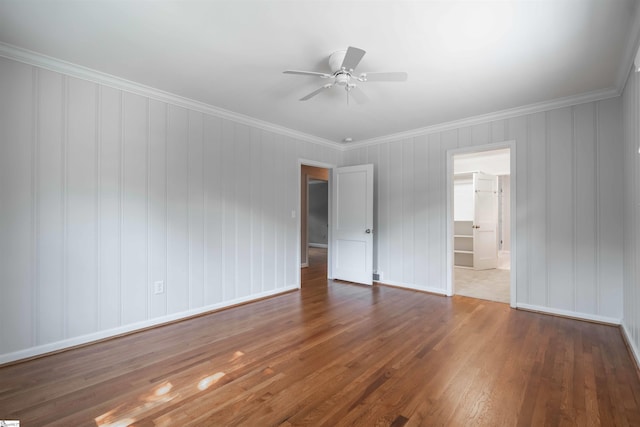 236 S Park Dr, Spartanburg, SC 29302 - empty room featuring wood finished floors, a ceiling fan, crown molding, and baseboards