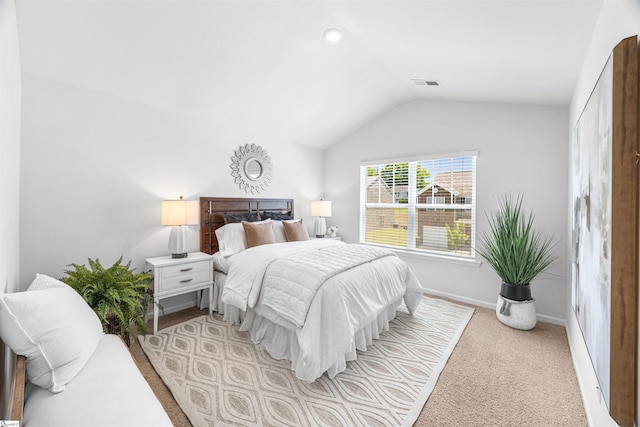 116 Southridge Ct, Easley, SC 29642 - bedroom with vaulted ceiling, light carpet, and baseboards