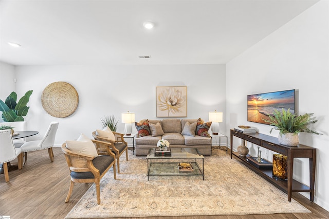 116 Southridge Ct, Easley, SC 29642 - living room featuring baseboards, wood finished floors, and recessed lighting
