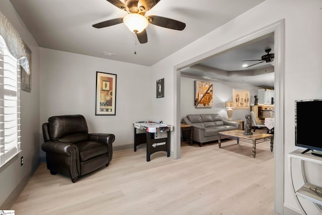 30 Eaglecrest Ct, Simpsonville, SC 29681 - living room with ceiling fan, light wood-type flooring, and baseboards