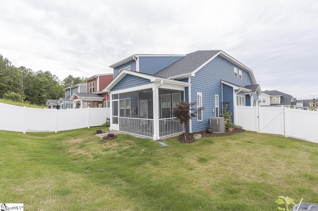 101 Greensdale Ln, Easley, SC 29642 - rear view of property with a gate, a sunroom, and central AC