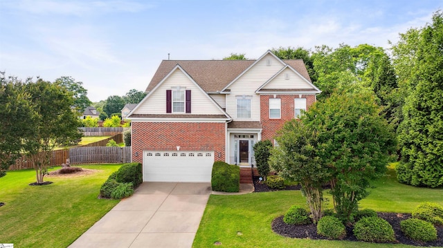 105 Franklin Meadow Way, Greer, SC 29651 - traditional-style home with brick siding, an attached garage, and concrete driveway