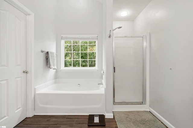 105 Franklin Meadow Way, Greer, SC 29651 - full bath with a stall shower, a bath, and wood finished floors