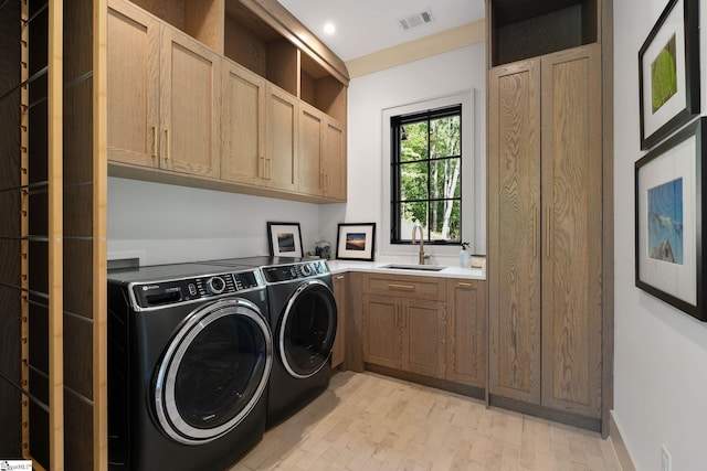 189 Crowne Hill Way, Marietta, SC 29661 - laundry room featuring cabinet space, washer and dryer, and recessed lighting