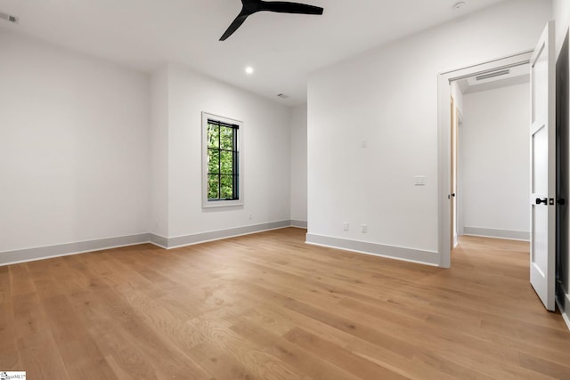 189 Crowne Hill Way, Marietta, SC 29661 - spare room featuring ceiling fan, light wood finished floors, baseboards, and recessed lighting