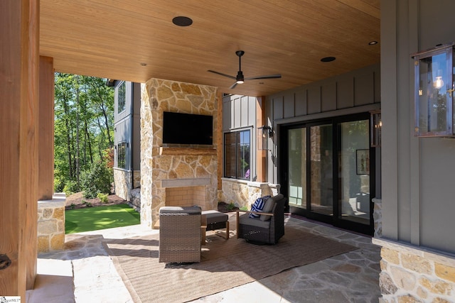 189 Crowne Hill Way, Marietta, SC 29661 - view of patio / terrace with ceiling fan and outdoor lounge area