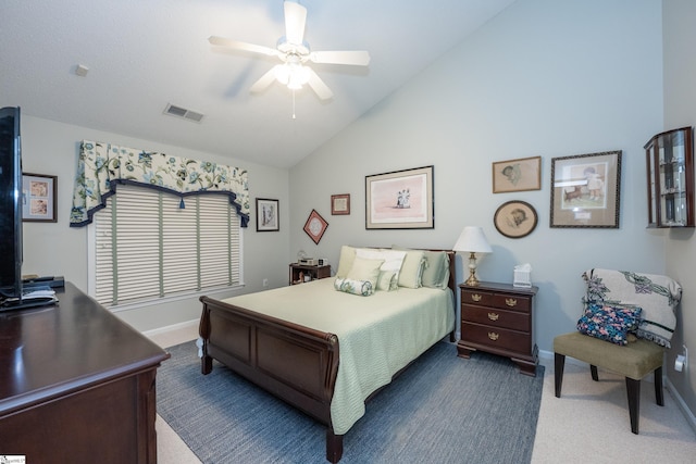 29 River Birch Way, Greer, SC 29650 - bedroom with carpet floors, baseboards, lofted ceiling, and ceiling fan