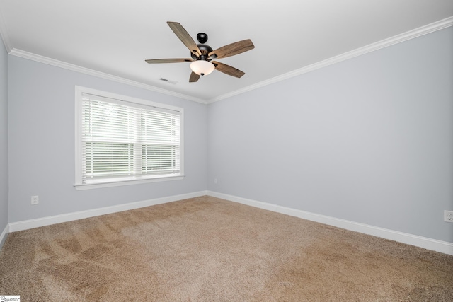 216 Country Gln, Pelzer, SC 29669 - unfurnished room with ornamental molding, carpet flooring, ceiling fan, and baseboards