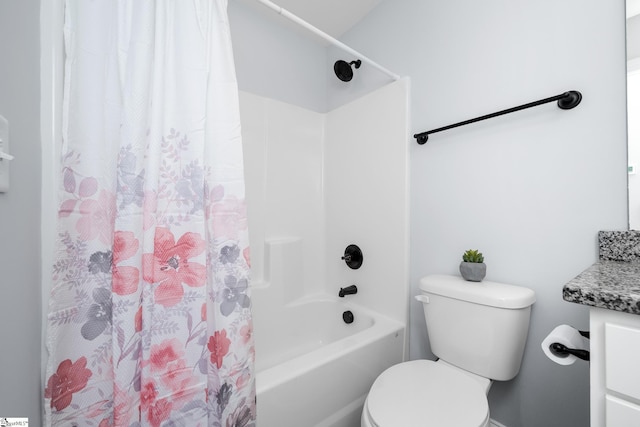 216 Country Gln, Pelzer, SC 29669 - full bath featuring toilet, vanity, and shower / bathtub combination with curtain