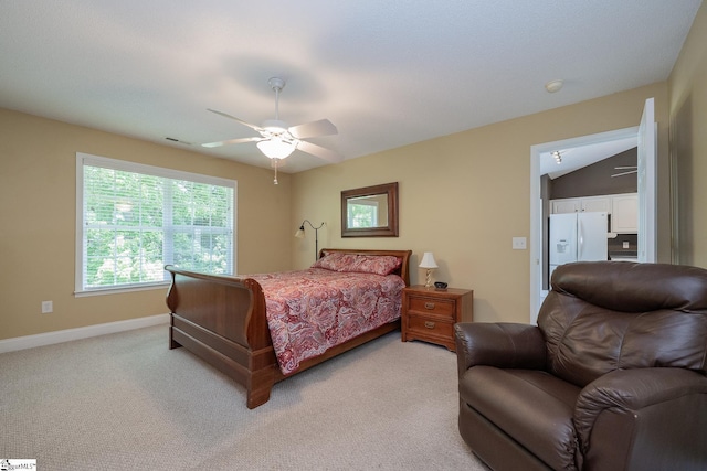 14 Saint Thomas Ct, Greer, SC 29651 - bedroom featuring white refrigerator with ice dispenser, light colored carpet, baseboards, and a ceiling fan