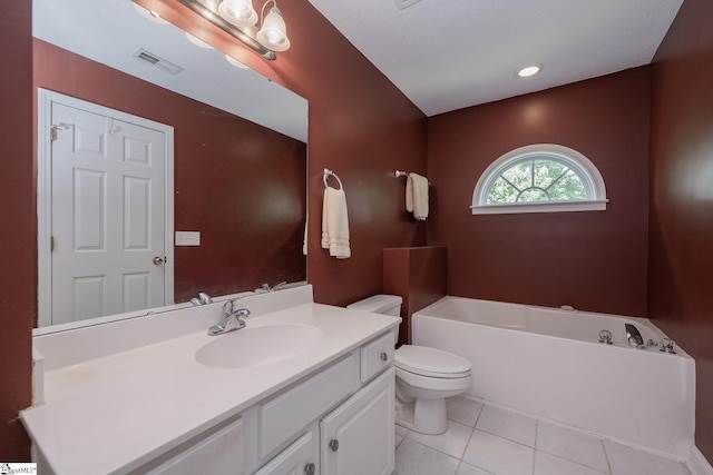 14 Saint Thomas Ct, Greer, SC 29651 - bathroom with a garden tub, toilet, vanity, and tile patterned flooring