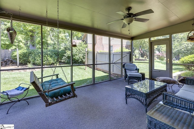 101 N Lady Slipper Ln, Greer, SC 29650 - sunroom with a ceiling fan and vaulted ceiling