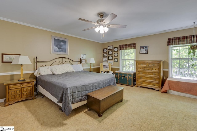 101 N Lady Slipper Ln, Greer, SC 29650 - bedroom featuring carpet, crown molding, a ceiling fan, and baseboards