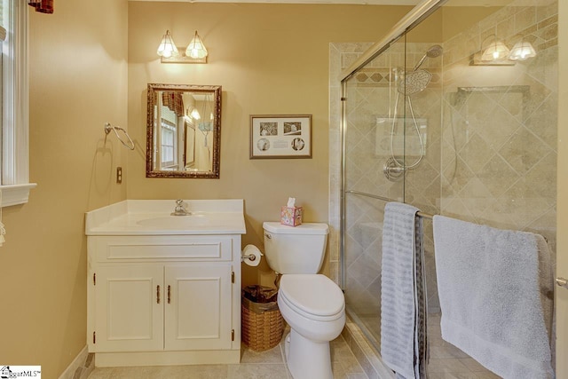 101 N Lady Slipper Ln, Greer, SC 29650 - bathroom featuring toilet, vanity, and a shower stall