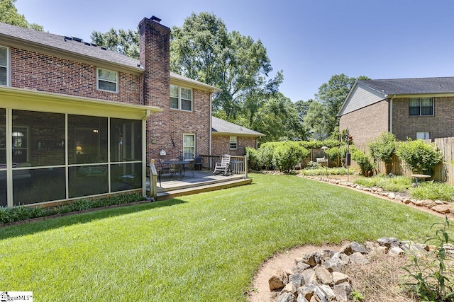 101 N Lady Slipper Ln, Greer, SC 29650 - view of yard featuring a wooden deck and a sunroom