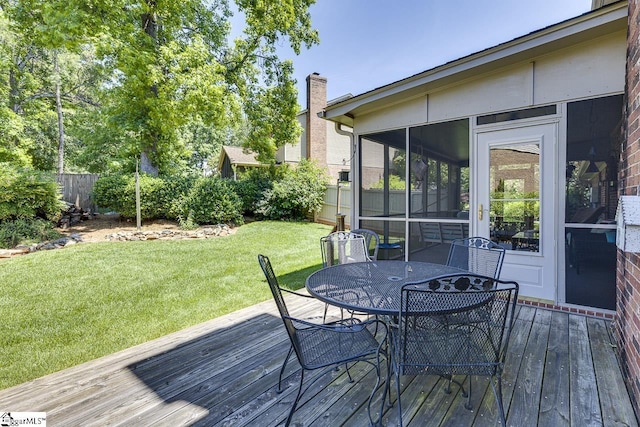 101 N Lady Slipper Ln, Greer, SC 29650 - deck featuring a sunroom and outdoor dining space