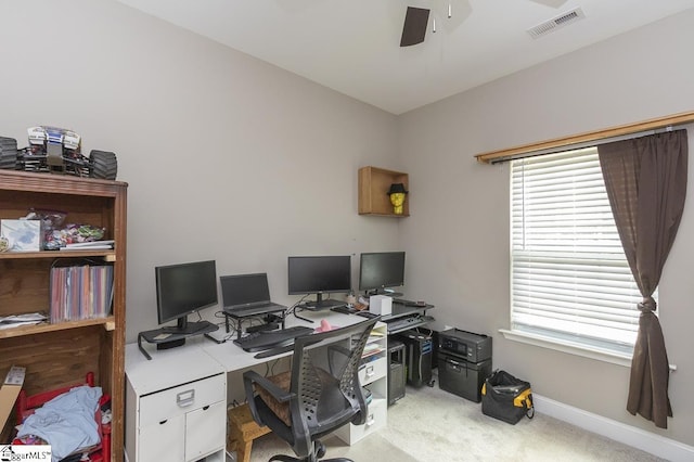 317 Saluda St, Belton, SC 29627 - carpeted home office featuring a ceiling fan, healthy amount of natural light, and baseboards