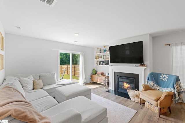 206 Bonifay Dr, Fountain Inn, SC 29644 - living area with a fireplace with flush hearth and wood finished floors
