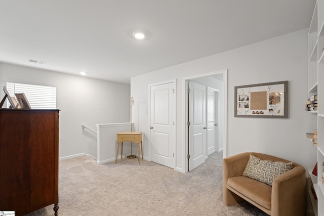 206 Bonifay Dr, Fountain Inn, SC 29644 - living area with light colored carpet, an upstairs landing, and baseboards