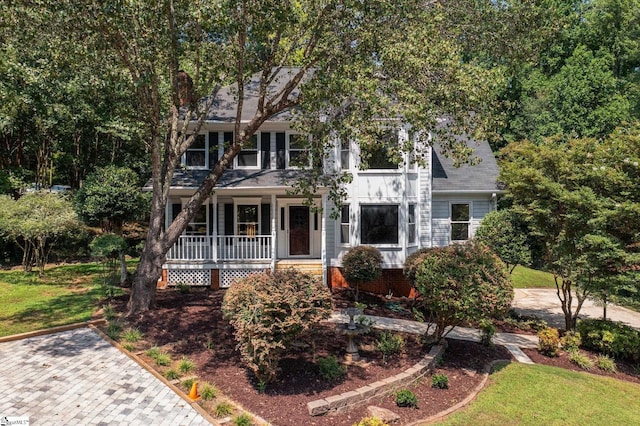 28 Bernwood Dr, Taylors, SC 29687 - obstructed view of property featuring covered porch and a front yard
