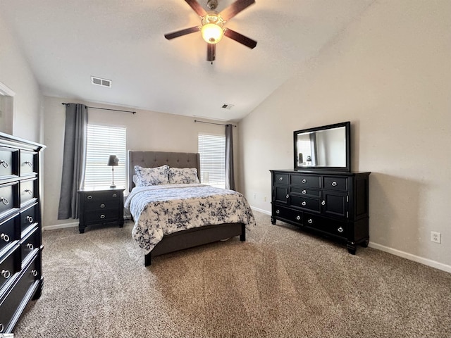 200 Odie Dr, Simpsonville, SC 29681 - carpeted bedroom featuring vaulted ceiling, baseboards, and a ceiling fan