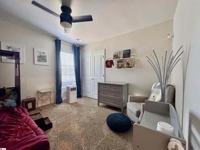 200 Odie Dr, Simpsonville, SC 29681 - bedroom featuring carpet flooring, ceiling fan, and a closet