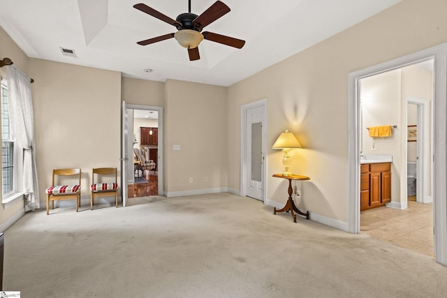 27 Grossmont Dr, Fountain Inn, SC 28644 - spare room with light carpet, a ceiling fan, and baseboards