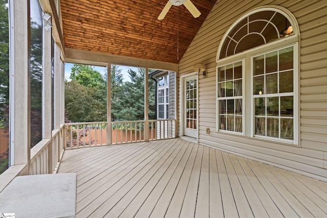 27 Grossmont Dr, Fountain Inn, SC 28644 - unfurnished sunroom with a ceiling fan and lofted ceiling