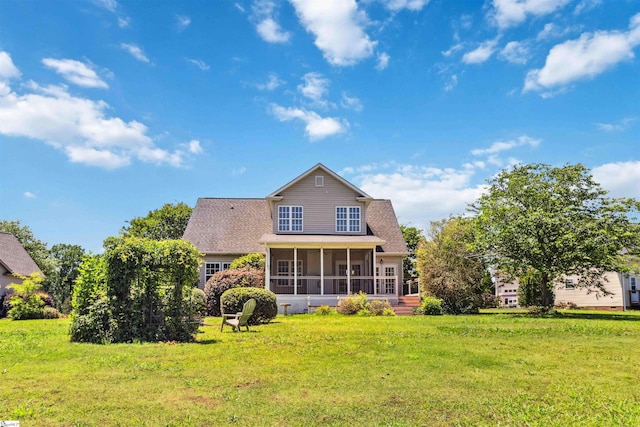 1073 Corie Crest Dr, Boiling Springs, SC 29316 - back of property featuring a sunroom, a yard, and a shingled roof