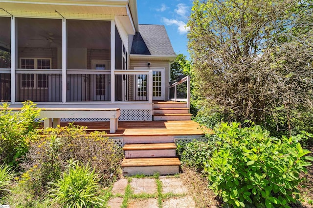 1073 Corie Crest Dr, Boiling Springs, SC 29316 - wooden deck with a sunroom