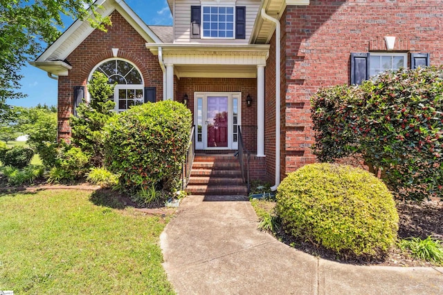 1073 Corie Crest Dr, Boiling Springs, SC 29316 - property entrance featuring brick siding and a yard