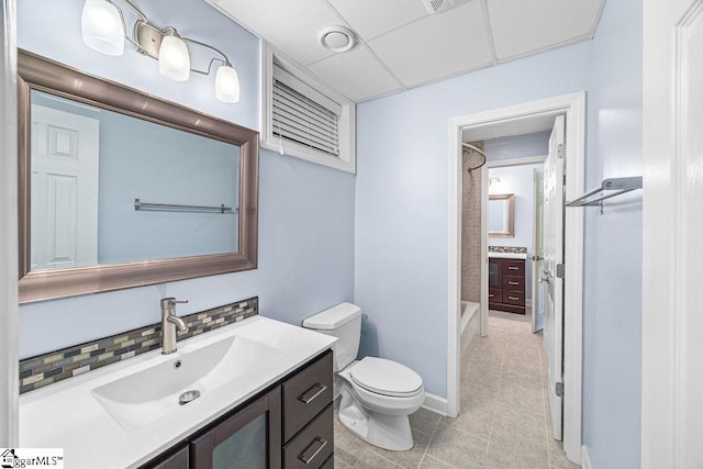 511 Shorecrest Dr, Clemson, SC 29631 - full bath with vanity, toilet, tile patterned flooring, decorative backsplash, and shower / bath combination
