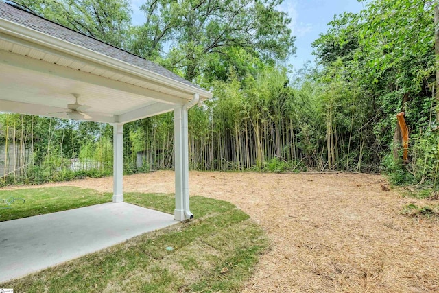 101 Poplar Ave, Belton, SC 29627 - view of green lawn with ceiling fan and a patio area