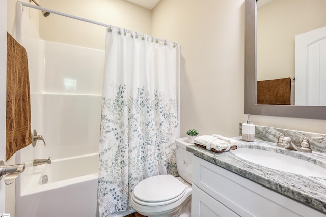106 N St, Belton, SC 29627 - full bathroom with vanity, shower / tub combo with curtain, and toilet