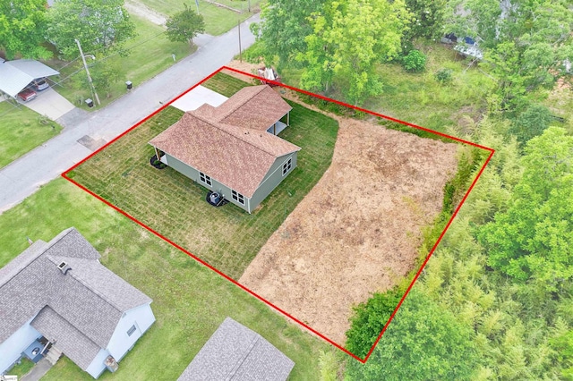 106 N St, Belton, SC 29627 - aerial view of property and surrounding area with property parcel outlined