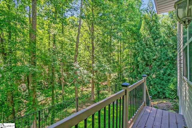 67 Devonhall Way, Taylors, SC 29687 - wooden deck featuring a forest view