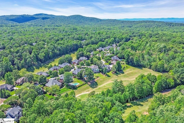 67 Devonhall Way, Taylors, SC 29687 - aerial perspective of suburban area featuring a heavily wooded area and a mountain backdrop