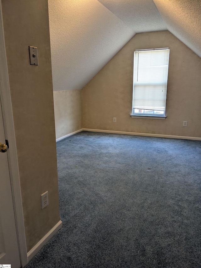 7 Willow Wood Ct, Taylors, SC 29687 - bonus room featuring lofted ceiling, a textured ceiling, carpet flooring, and baseboards