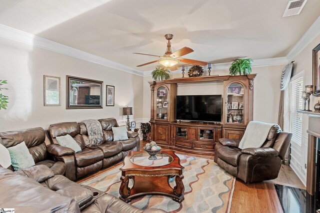100 Claiborne Rd, Piedmont, SC 29673 - living room with ceiling fan, crown molding, and wood finished floors