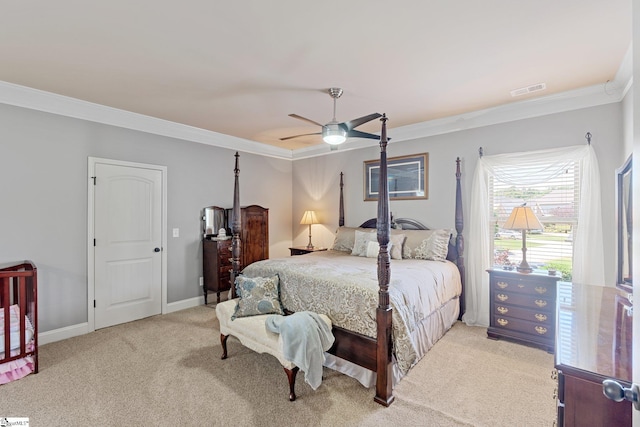 100 Claiborne Rd, Piedmont, SC 29673 - carpeted bedroom with ornamental molding, a ceiling fan, and baseboards