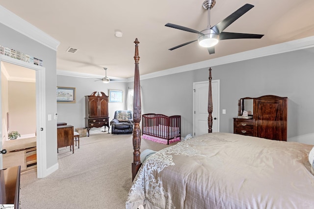 100 Claiborne Rd, Piedmont, SC 29673 - bedroom with carpet flooring, crown molding, ceiling fan, and baseboards