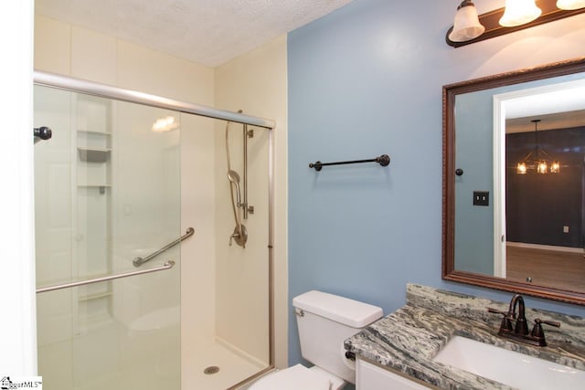 1507 Northlake Dr, Anderson, SC 29625 - full bathroom with toilet, a shower stall, vanity, and a textured ceiling