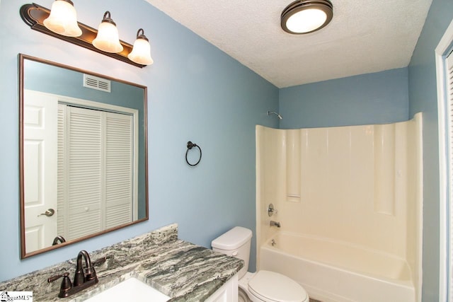1507 Northlake Dr, Anderson, SC 29625 - bathroom with toilet, vanity, a textured ceiling,  shower combination, and a closet