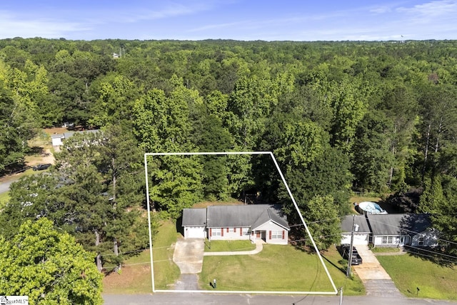 103 Berry Ct, Belton, SC 29627 - view from above of property featuring a heavily wooded area and property parcel outlined