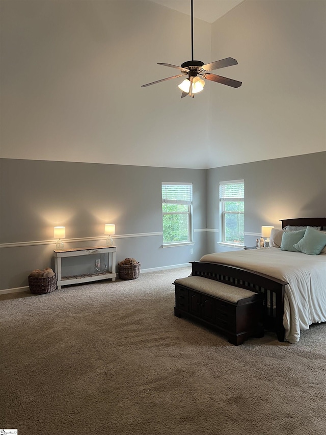 112 Cameron Creek Ln, Simpsonville, SC 29681 - carpeted bedroom featuring lofted ceiling, a ceiling fan, and baseboards
