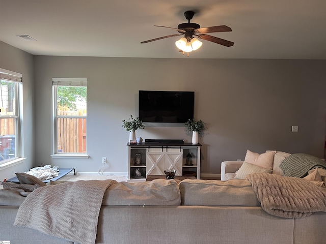 112 Cameron Creek Ln, Simpsonville, SC 29681 - living area with ceiling fan and baseboards