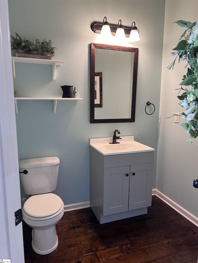 112 Cameron Creek Ln, Simpsonville, SC 29681 - bathroom with vanity, wood finished floors, toilet, and baseboards
