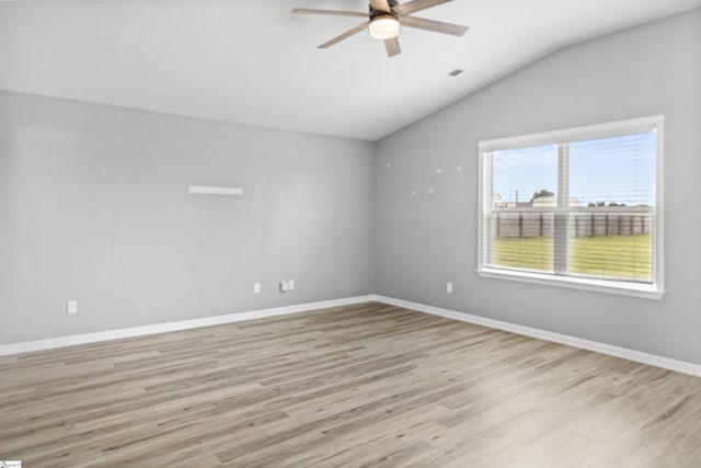 9023 Germaine Ct, Boiling Springs, SC 29316 - spare room featuring vaulted ceiling, a ceiling fan, wood finished floors, and baseboards
