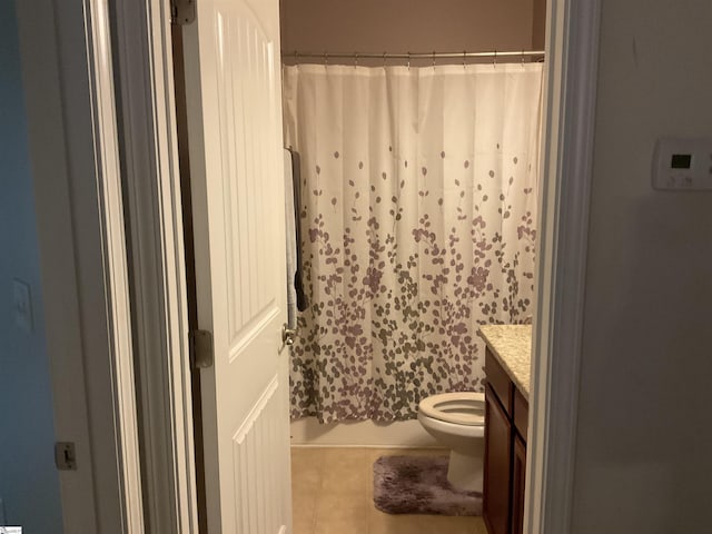 308 Raritan Ct, Simpsonville, SC 29681 - bathroom featuring vanity, tile patterned floors, toilet, and curtained shower